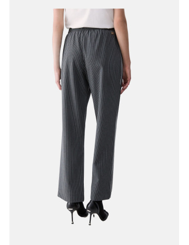 Pantaloni Gessati Con Inserto In Pizzo Liu Jo