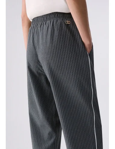 Pantalon rayé avec empiècement en dentelle Liu Jo