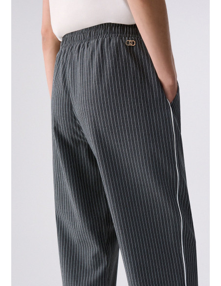 Liu Jo pinstriped trousers with lace insert - Vestiti Firmati Life ...