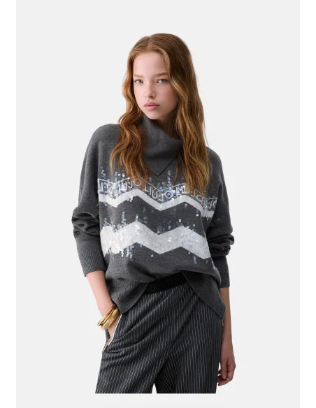 Pull jacquard en laine mélangée Liu Jo