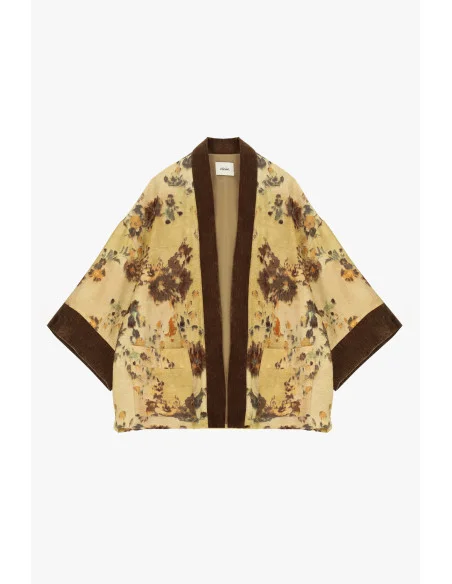 Cappotto Corto Fantasia Floreale Con Profili A Contrasto Dixie