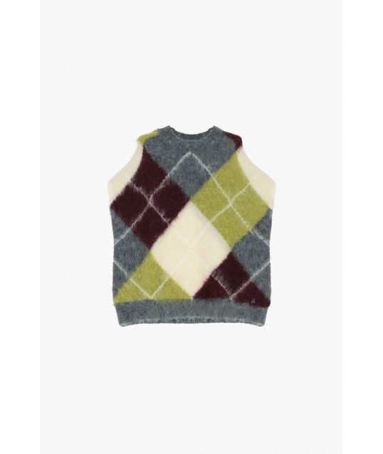 Maglione Smanicato Fantasia Rombi Con Girocollo Dixie