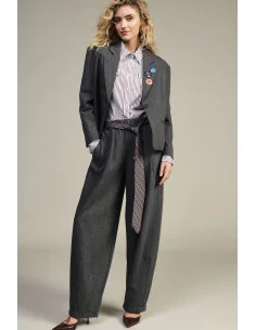 Pantalon palazzo à rayures avec ceinture imprimée Dixie