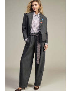 Pantaloni Palazzo A Righe Con Cintura Stampata Dixie