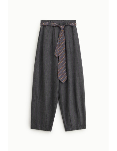 Striped Palazzo Trousers with a Printed Belt by Dixie