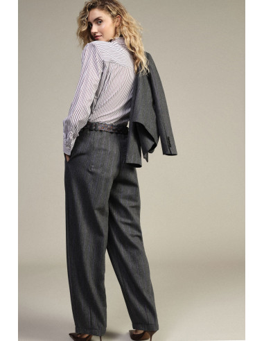 Pantaloni Palazzo A Righe Con Cintura Stampata Dixie