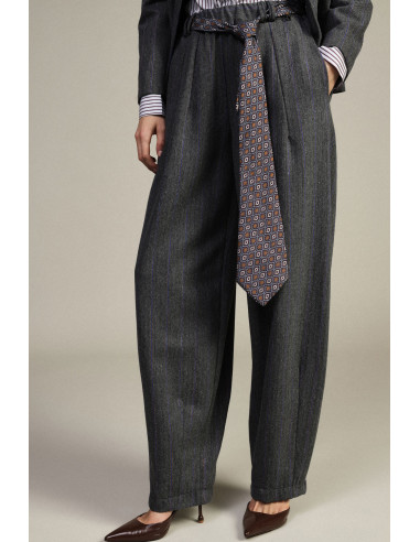 Pantalon palazzo à rayures avec ceinture imprimée Dixie