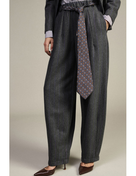 Pantalon palazzo à rayures avec ceinture imprimée Dixie