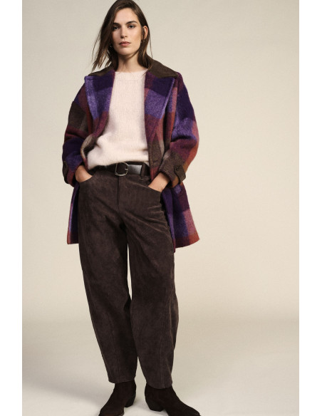 Pantalon palazzo à côtes, taille haute, modèle Dixie