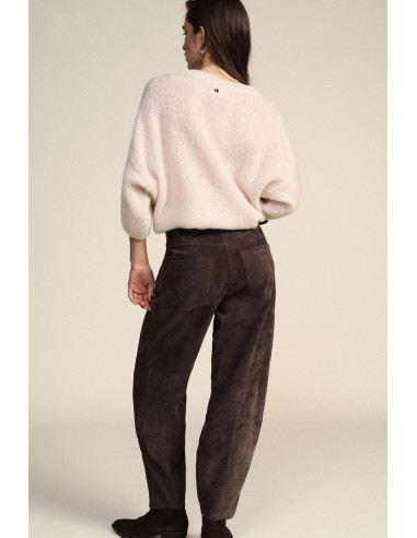 Pantalon palazzo à côtes, taille haute, modèle Dixie