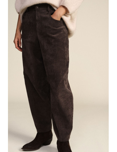 Pantalon palazzo à côtes, taille haute, modèle Dixie