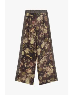 Pantaloni Palazzo Fantasia Floreale Vita Alta Dixie