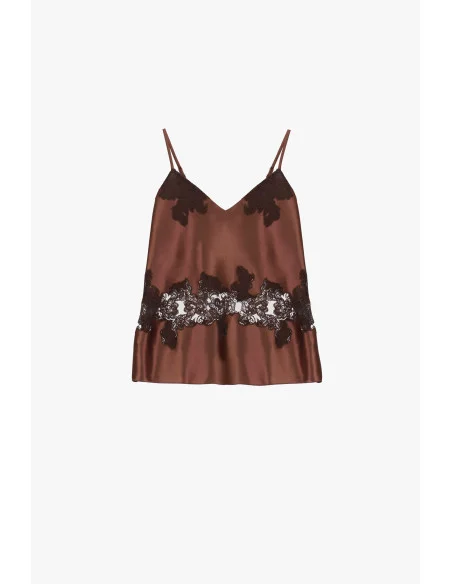 Dixie Top with Thin Straps and Floral Lace Insert