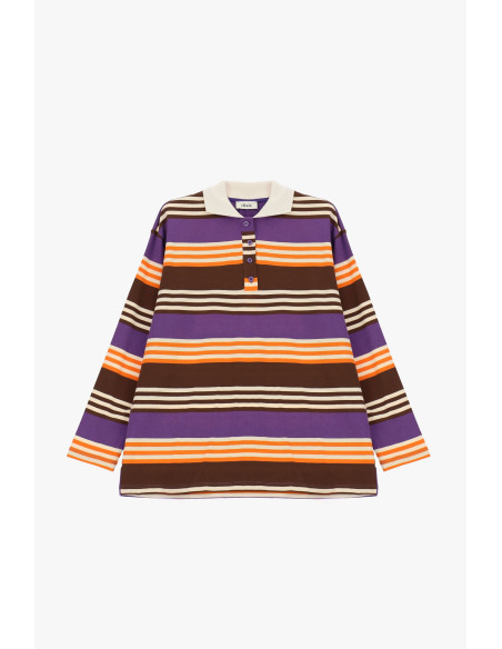 Dixie Striped Long-Sleeved T-Shirt with Collar