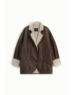 Dixie Shearling-Effect Fur-Lined Button-Up Coat