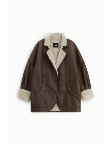 Cappotto Con Bottoni E Fodera In Pelliccia Effetto Shearling Dixie