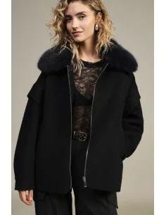 Cappotto Corto Con Colletto In Pelliccia E Zip Dixie