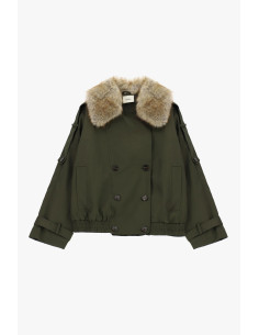Parka courte à double boutonnage avec col en fourrure Dixie