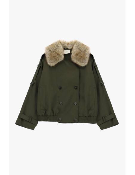 Parka courte à double boutonnage avec col en fourrure Dixie