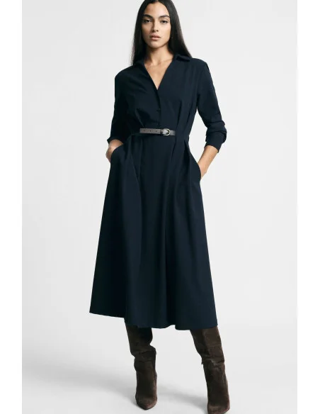 Robe longue avec ceinture et col classique, Please