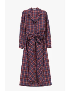 Long Checked Dress with a Tied Belt – Please 2
