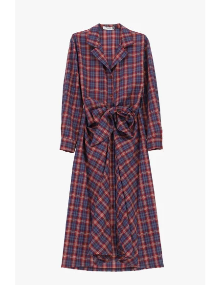Robe longue à carreaux avec ceinture nouée Please