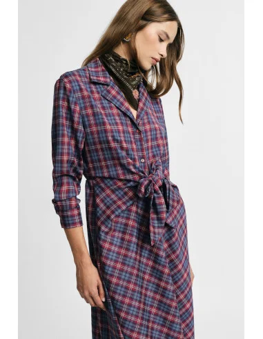 Robe longue à carreaux avec ceinture nouée Please