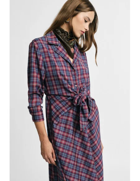 Robe longue à carreaux avec ceinture nouée Please
