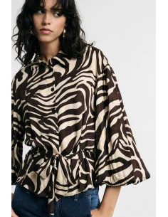 Camicia Stampa Animalier Con Cintura In Vita Please