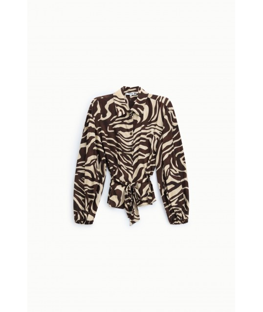 Camicia Stampa Animalier Con Cintura In Vita Please