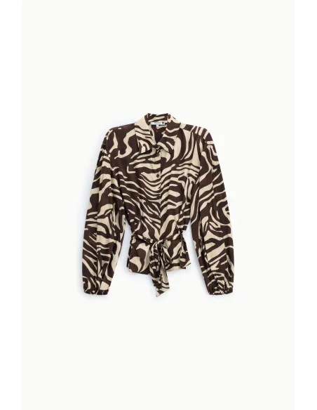 Animal-print shirt with a belt at the waist – Please