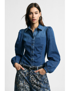Denim Shirt with Wide Sleeves and Front Buttons – Please