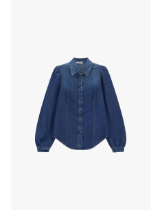 Denim Shirt with Wide Sleeves and Front Buttons – Please 2