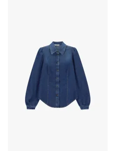 Denim Shirt with Wide Sleeves and Front Buttons – Please 2
