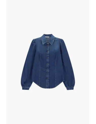 Chemise en denim à manches larges et boutons sur le devant, s'il te plaît