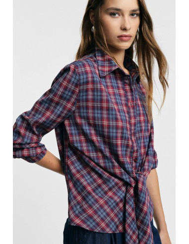 Camicia A Quadri Con Nodo Frontale E Maniche Lunghe Please