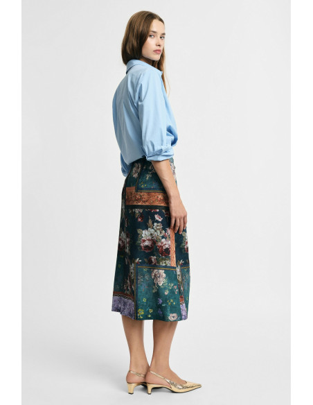 Jupe midi portefeuille à motif floral « Patch Please »