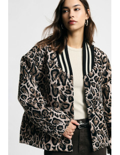 Blazer Stampa Animalier Con Colletto A Coste Please