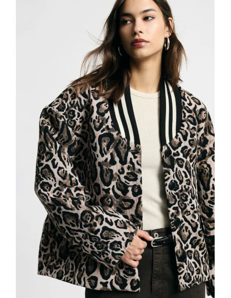 Blazer à imprimé animalier avec col côtelé Please