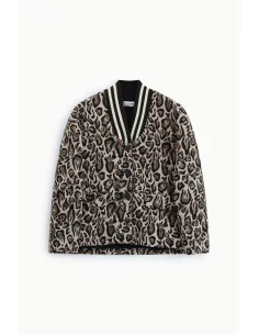 Please Animal Print Blazer with Ribbed Collar 2