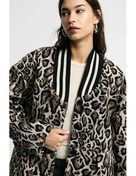 Blazer à imprimé animalier avec col côtelé Please