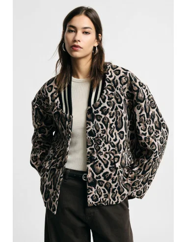 Blazer à imprimé animalier avec col côtelé Please