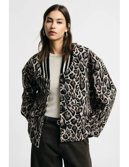 Blazer à imprimé animalier avec col côtelé Please