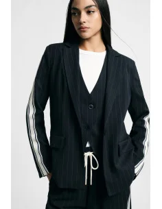Blazer à rayures avec manches contrastées et fermeture à boutons Please