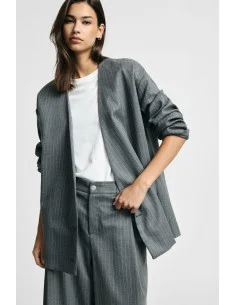Oversized Striped Double-Breasted Blazer – Please