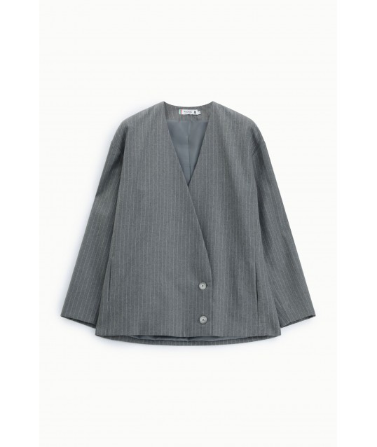 Oversized Striped Double-Breasted Blazer – Please