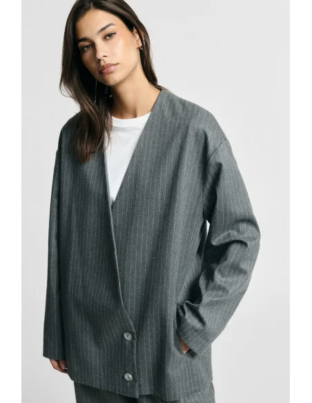 Blazer A Righe Con Chiusura Doppiopetto Oversize Please