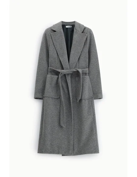 Manteau long avec ceinture et grandes poches, Please