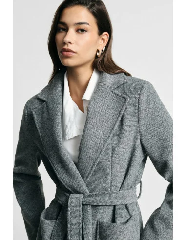 Manteau long avec ceinture et grandes poches, Please