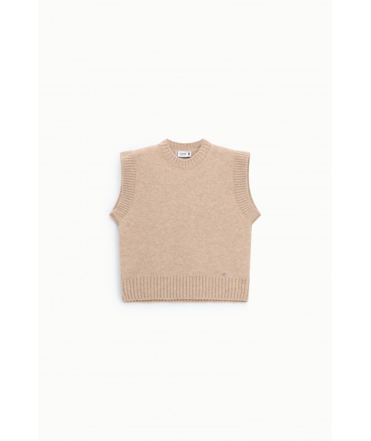 Sleeveless Jumper with Ribbed Trim, Please